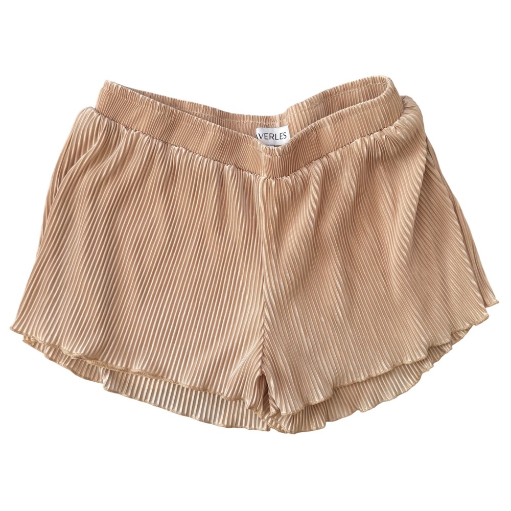 Waverles Pleated High Waisted Pajama Shorts Champagne Medium Lounge Comfort Dorm
